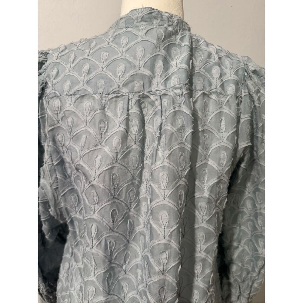 Pilcro Anthropologie light blue puff sleeve textured lace embroidered long sleev - Picture 6 of 8